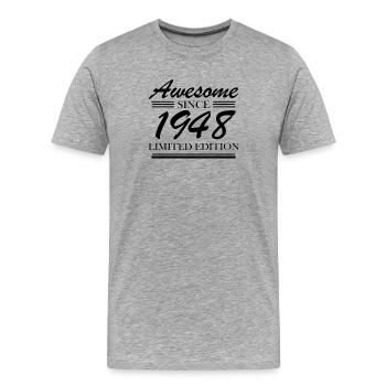 1948 - Jahrgang 1948 - Fantastisch seit 1948 - Männer Premium Bio T-Shirt - Grau meliert - Vorne - Damien (186cm)