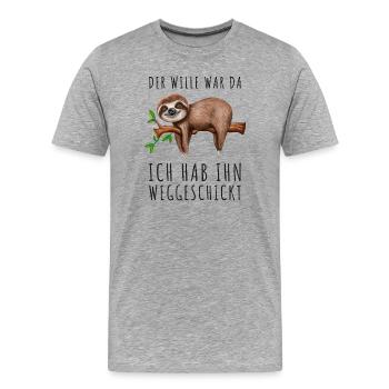 Faultier Sarkasmus Morgenmuffel Langschläfer - Männer Premium Bio T-Shirt - Grau meliert - Vorne - Damien (186cm)