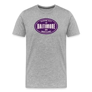 Charm City Baltimore Emblem - Men's Premium Organic T-Shirt - heather grey - Front - Damien (186cm)