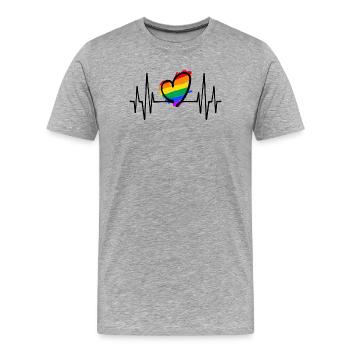 Cœur Amour Arc-en-ciel Sexualité Relation - T-shirt bio Premium Homme - gris chiné - Devant - Damien (186cm)