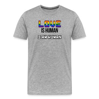 Déclaration d’égalité LGBT Relation homosexuelle - T-shirt bio Premium Homme - gris chiné - Devant - Damien (186cm)