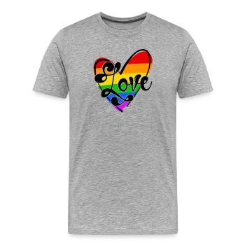 Amour Cœur LGBT Dire Sexualité Transgenre Gay - T-shirt bio Premium Homme - gris chiné - Devant - Damien (186cm)