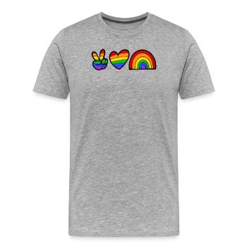 Rainbow Heart Lgbt Right-wing homosexual pride - Men's Premium Organic T-Shirt - heather grey - Front - Damien (186cm)