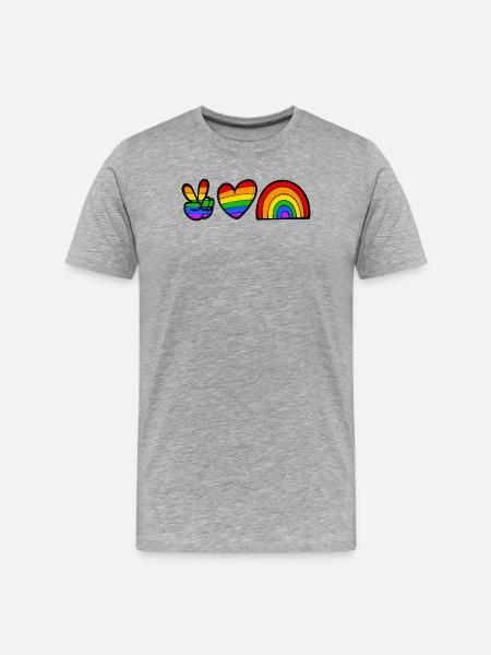 Rainbow Heart Lgbt Right-wing homosexual pride - Men's Premium Organic T-Shirt - heather grey
