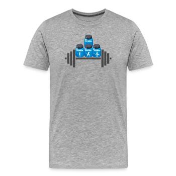 Protein Power Trio Silhouetten - Männer Premium Bio T-Shirt - Grau meliert - Vorne - Damien (186cm)