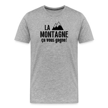 ski, skieur, fan de ski - T-shirt bio Premium Homme - gris chiné - Devant - Damien (186cm)