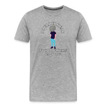 Boulderhead - Nur Bouldern im Kopf - Männer Premium Bio T-Shirt - Grau meliert - Vorne - Damien (186cm)