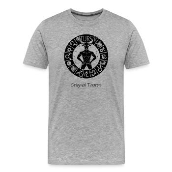 Sternzeichen Stier 001 schwarz - Männer Premium Bio T-Shirt - Grau meliert - Vorne - Damien (186cm)