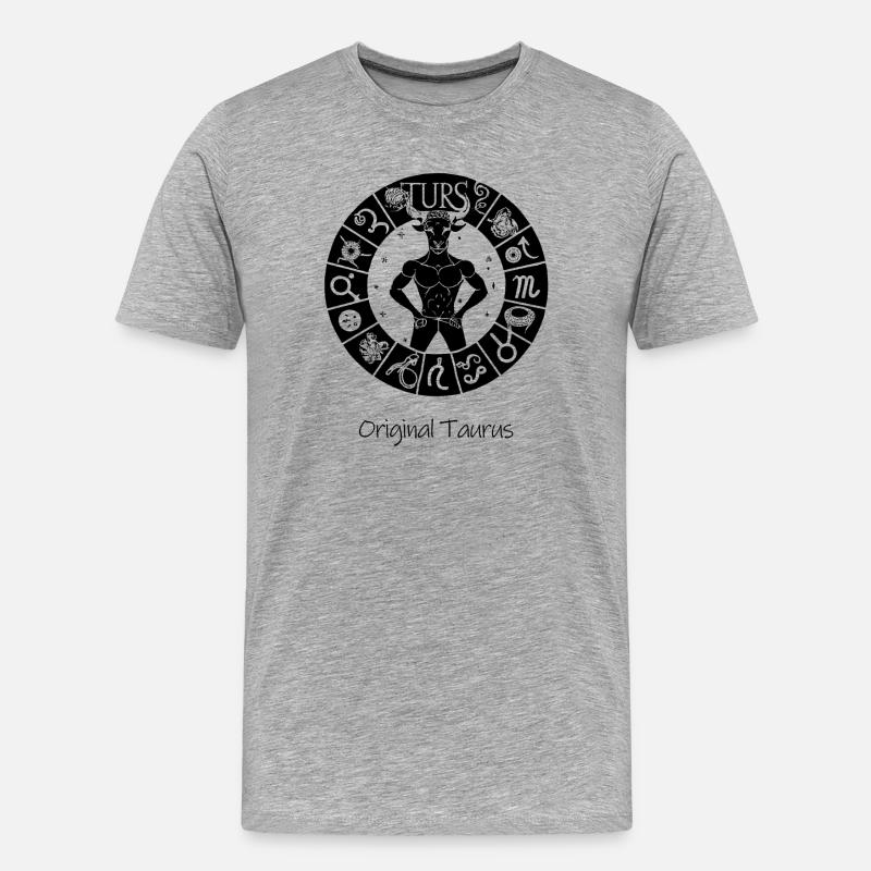 Sternzeichen Stier 001 schwarz - Männer Premium Bio T-Shirt - Grau meliert