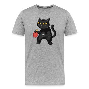 Table Tennis Katze Pingpong Outfit Cat Tischtennis - T-shirt bio Premium Homme - gris chiné - Devant - Damien (186cm)