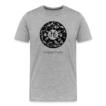 Sternzeichen Fische 001 schwarz - Männer Premium Bio T-Shirt - Grau meliert - Vorne - Damien (186cm)
