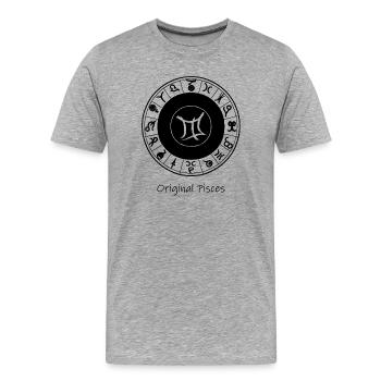 Sternzeichen Fische 002 schwarz - Männer Premium Bio T-Shirt - Grau meliert - Vorne - Damien (186cm)