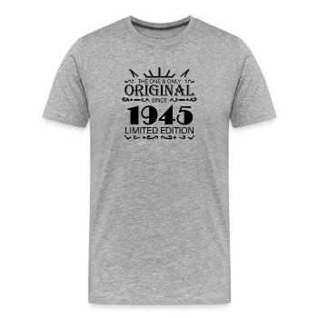1945 - Année de construction 1945 - Né en 1945 - T-shirt bio Premium Homme - gris chiné - Devant - Damien (186cm)