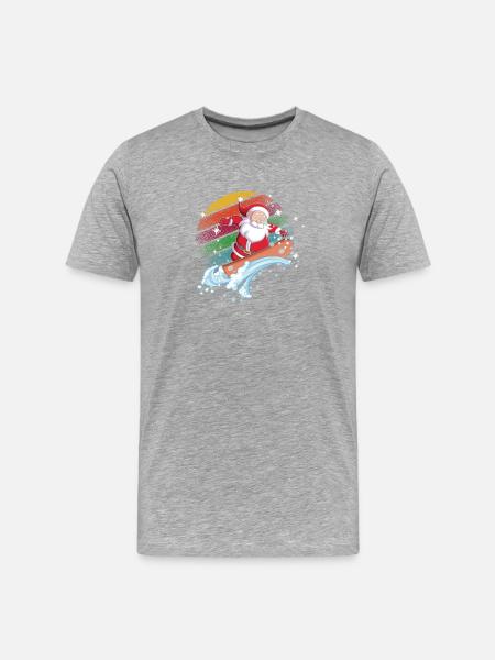 Santa Surfer Regenbogen - Männer Premium Bio T-Shirt - Grau meliert