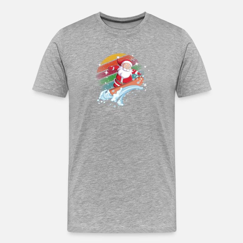 Santa Surfer Regenbogen - Männer Premium Bio T-Shirt - Grau meliert