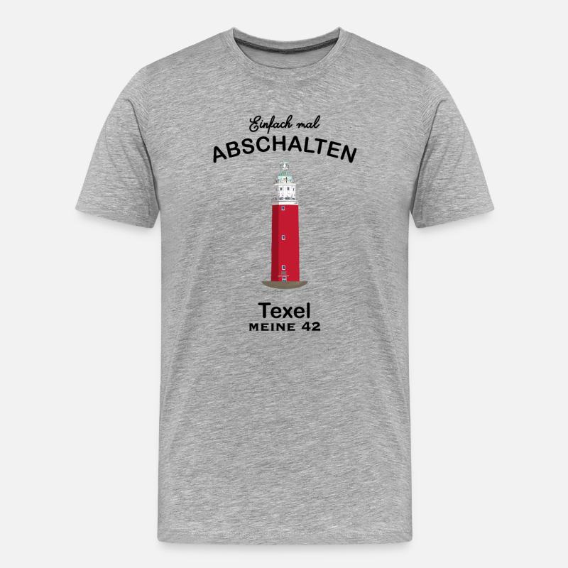 TexeL, Leuchtturm Eierland - Männer Premium Bio T-Shirt - Grau meliert