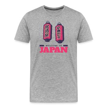 Bienvenue au Japon - T-shirt bio Premium Homme - gris chiné - Devant - Damien (186cm)