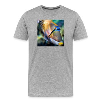 PicassoDrückerFisch Porträt wildlife - Männer Premium Bio T-Shirt - Grau meliert - Vorne - Damien (186cm)