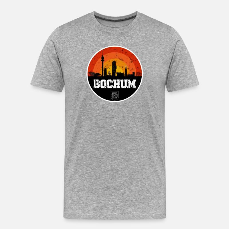 Bochum Skyline mit Wappen - Männer Premium Bio T-Shirt - Grau meliert