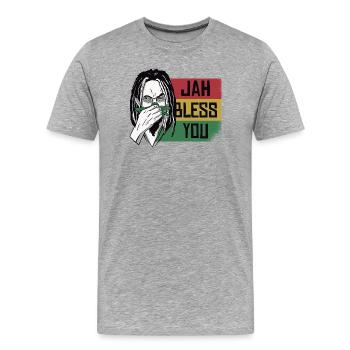 Jah Bless You Rastafari Graphic - Men's Premium Organic T-Shirt - heather grey - Front - Damien (186cm)