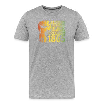 Juneteenth Black Freedom 1865 - Männer Premium Bio T-Shirt - Grau meliert - Vorne - Damien (186cm)