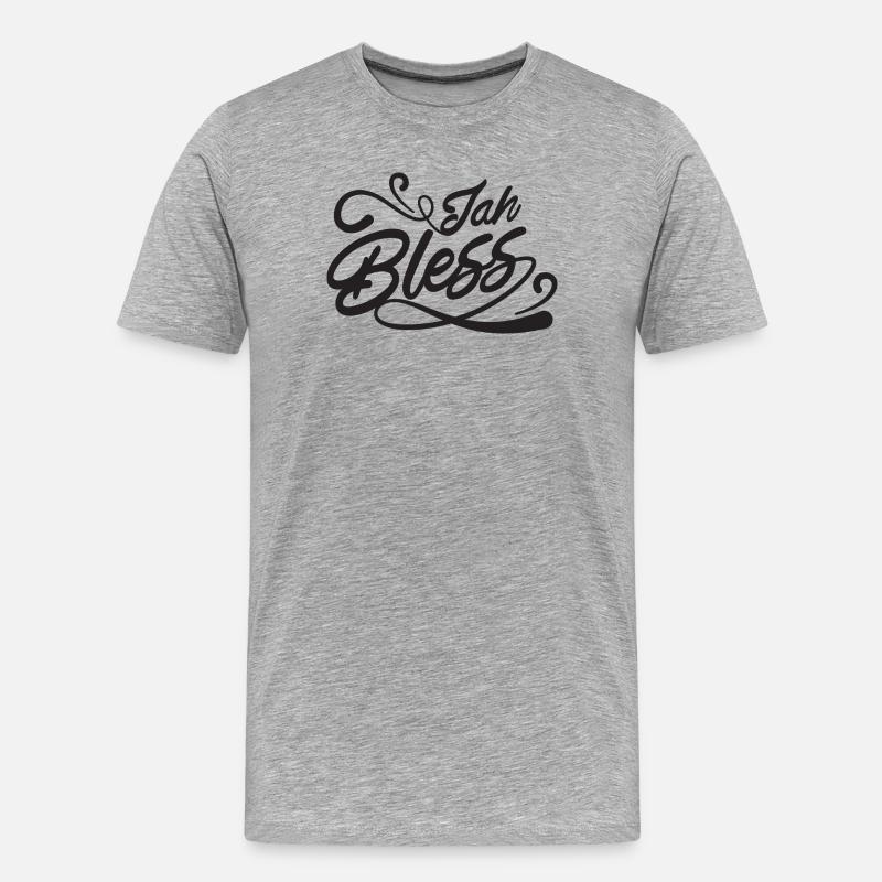 Jah Bless Script - Männer Premium Bio T-Shirt - Grau meliert