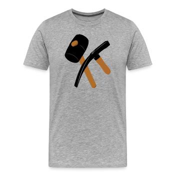 Stehender Gummihammer und Vorschlaghammer - Männer Premium Bio T-Shirt - Grau meliert - Vorne - Damien (186cm)
