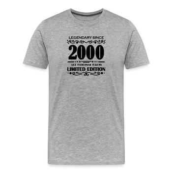 2000 - Year 2000 - Year of construction 2000 - Men's Premium Organic T-Shirt - heather grey - Front - Damien (186cm)