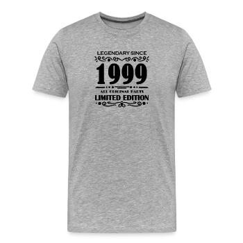 1999 - Jahrgang 1999 - Baujahr 1999 - Männer Premium Bio T-Shirt - Grau meliert - Vorne - Damien (186cm)