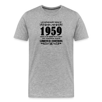 1959 - Jahrgang 1959 - Baujahr 1959 - Männer Premium Bio T-Shirt - Grau meliert - Vorne - Damien (186cm)