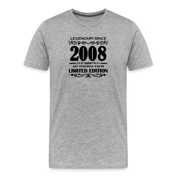 2008 - Né 2008 - Année de construction 2008 - T-shirt bio Premium Homme - gris chiné - Devant - Damien (186cm)