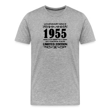 1955 - Né 1955 - Année de construction 1955 - T-shirt bio Premium Homme - gris chiné - Devant - Damien (186cm)