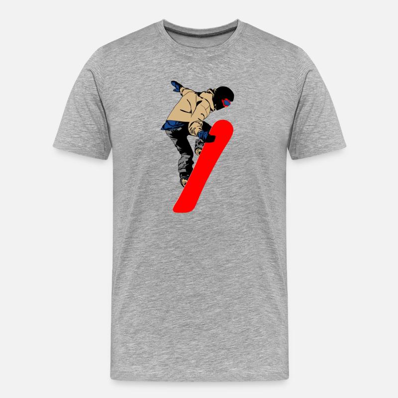 Snowboarder - Männer Premium Bio T-Shirt - Grau meliert