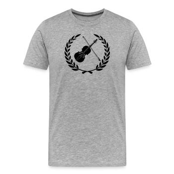 Violine Logo für Lorbeerkranz - Männer Premium Bio T-Shirt - Grau meliert - Vorne - Damien (186cm)