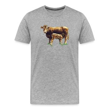 kuh mit kalb - Männer Premium Bio T-Shirt - Grau meliert - Vorne - Damien (186cm)