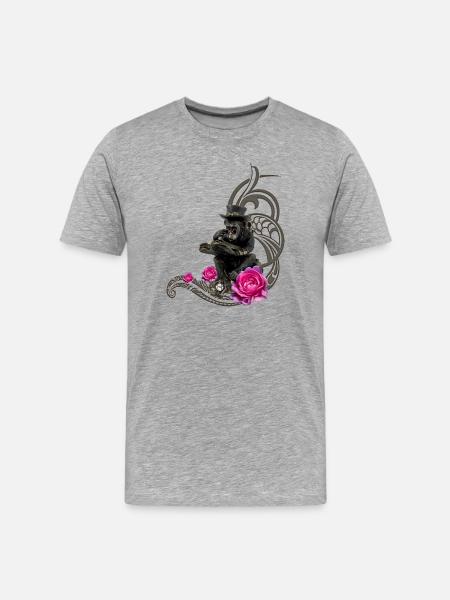 Funny steampunk monkey reads a book - Men's Premium Organic T-Shirt - heather grey