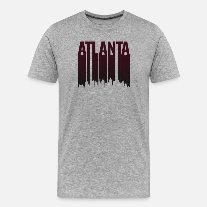 Silhouette verticale de la Skyline d’Atlanta - T-shirt bio Premium Homme - gris chiné