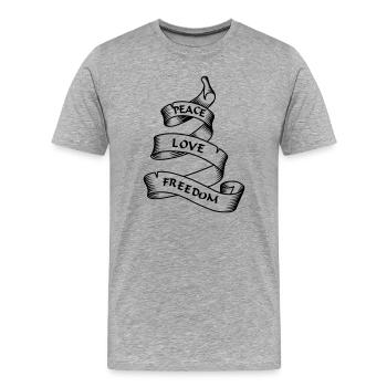 Paix amour liberté transparente - T-shirt bio Premium Homme - gris chiné - Devant - Damien (186cm)