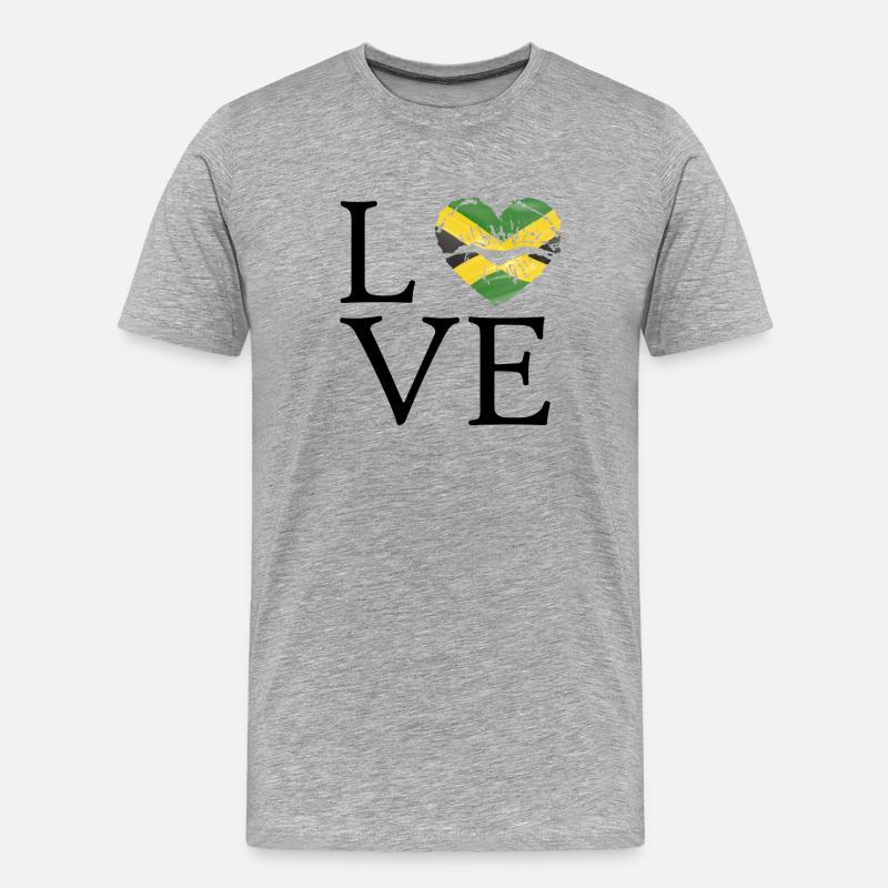 Herz mit Jamaika-Flagge: Distressed - Männer Premium Bio T-Shirt - Grau meliert