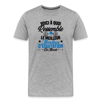 Le meilleur moniteur d'équitation du monde - T-shirt bio Premium Homme - gris chiné - Devant - Damien (186cm)