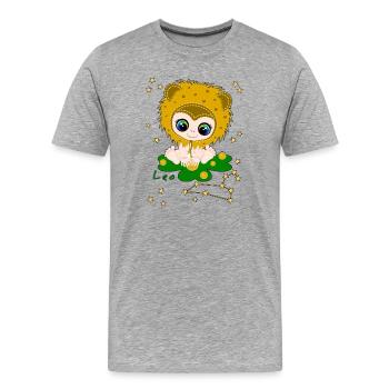 sternzeichen_leo - Männer Premium Bio T-Shirt - Grau meliert - Vorne - Damien (186cm)