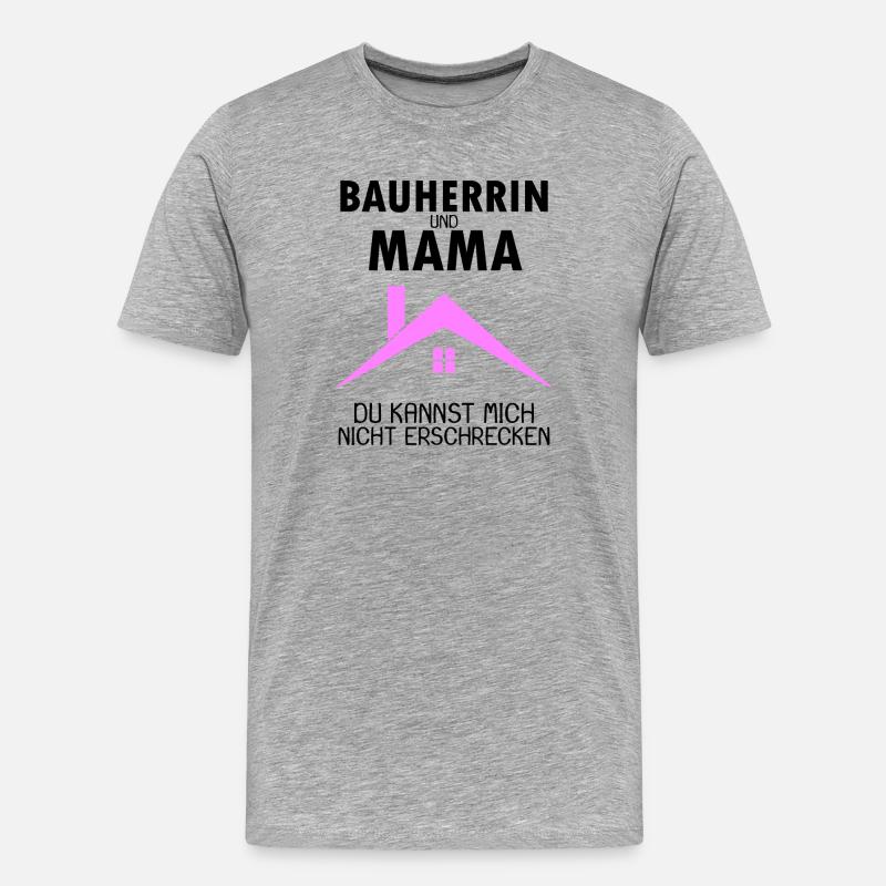 Bauherrin Mama - Männer Premium Bio T-Shirt - Grau meliert