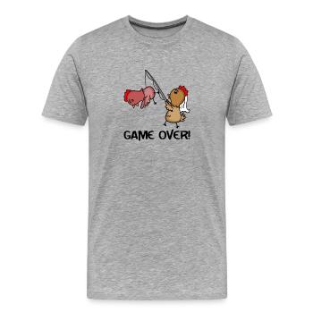 JGA Bride Groom Marriage Game Over Gift - T-shirt bio Premium Homme - gris chiné - Devant - Damien (186cm)
