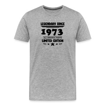 1973 - Jahrgang 1973 - Baujahr 1973 - Männer Premium Bio T-Shirt - Grau meliert - Vorne - Damien (186cm)