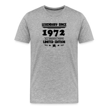1972 - Jahrgang 1972 - Baujahr 1972 - Männer Premium Bio T-Shirt - Grau meliert - Vorne - Damien (186cm)