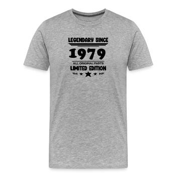 1979 - Jahrgang 1979 - Baujahr 1979 - Männer Premium Bio T-Shirt - Grau meliert - Vorne - Damien (186cm)