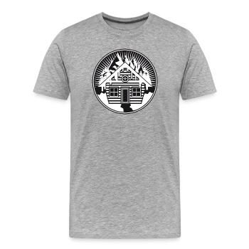 small snowy hut in the mountains in winter - Men's Premium Organic T-Shirt - heather grey - Front - Damien (186cm)