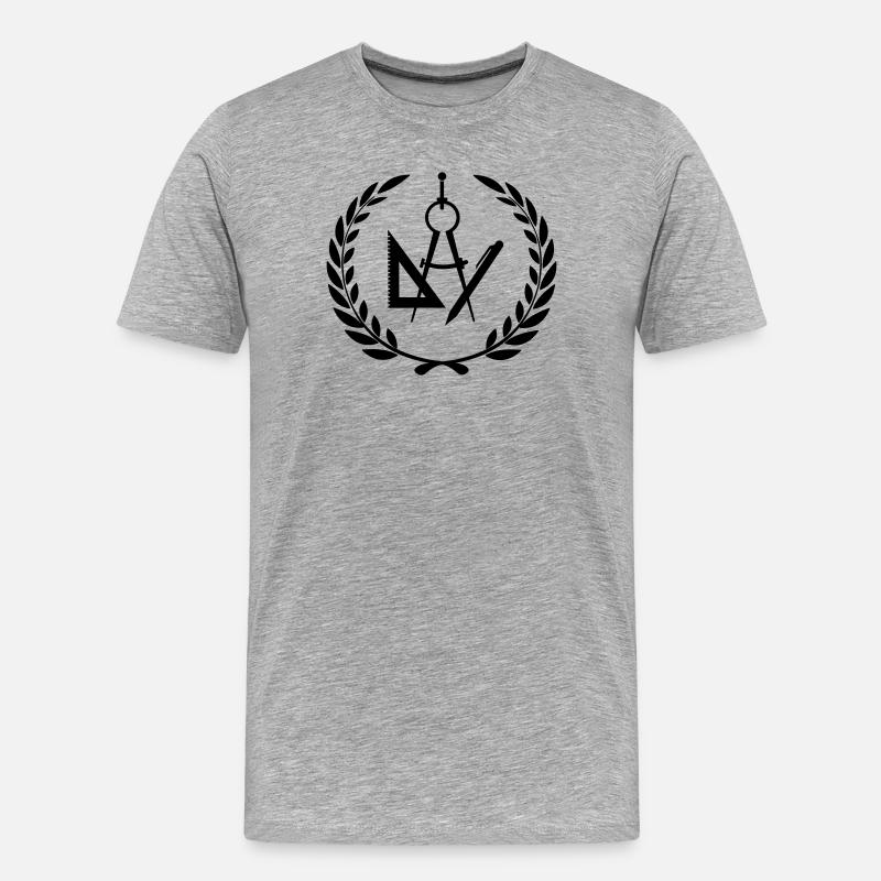 Architekten- oder Designerwerkzeuge im Lorbeerkranz - Männer Premium Bio T-Shirt - Grau meliert