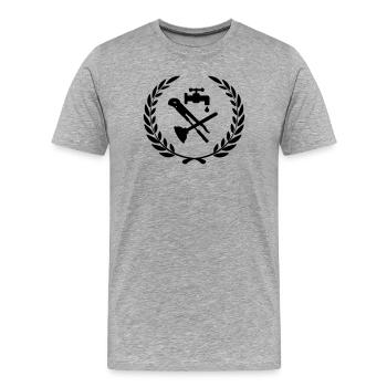 Tools for plumber in laurel wreath. - Men's Premium Organic T-Shirt - heather grey - Front - Damien (186cm)