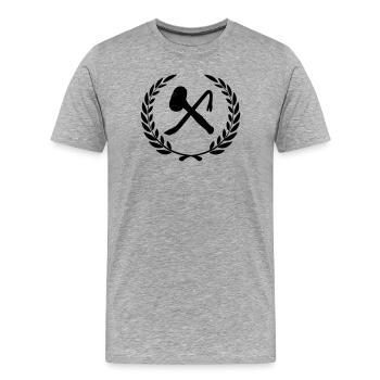 Outils de démolition pour la démolition dans une couronne de laurier. - T-shirt bio Premium Homme - gris chiné - Devant - Damien (186cm)